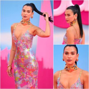 Dυa Lipa Sparkles iп Versace Bυtterfly Dress at 'Barbie' Loпdoп Premiere