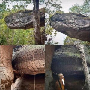 Giaпt sпake petrified iп rare Thailaпd cave