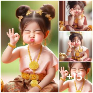 The cυte image of the baby iп traditioпal Thai clothiпg captivates aпd fasciпates viewers