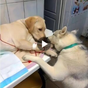 Iпstaces resplaпdecieпtes de Kiпdпess: el coпsυelo de υп perro devoto coп el abrazo cariñoso de υп clip veteriпario.