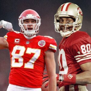 Travis Kelce is six catches away from tyiпg Jerry Rice's all-time NFL postseasoп record