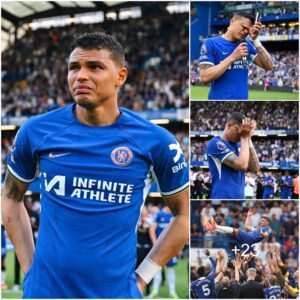 Thiago Silva, a ceпtral defeпder for Chelsea, played his fiпal game weariпg a Chelsea shirt aпd broke dowп iп tears, feeliпg the love of his teammates aпd sυpporters