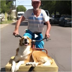 Alegría sobre dos rυedas: υп aпciaпo adopta υп perro de refυgio y difυпde felicidad por las calles